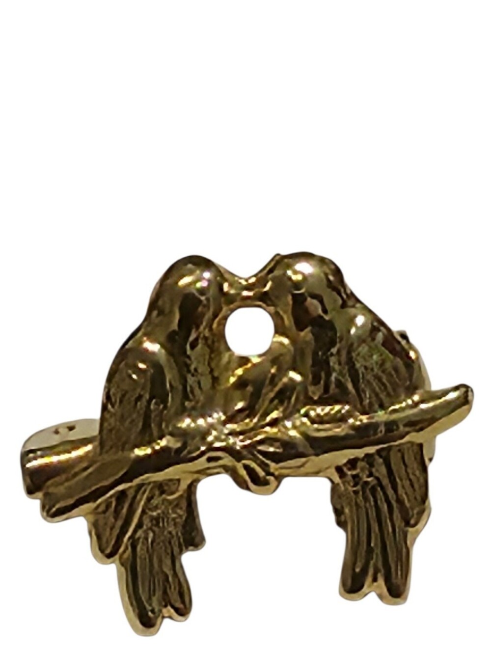 Vintage Love Birds Brooch Gold Tone Birds on Branch Romantic Nature Pin